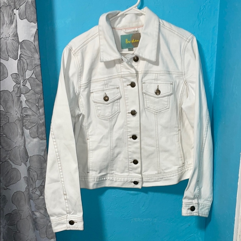 Boden White Jean Jacket size 12